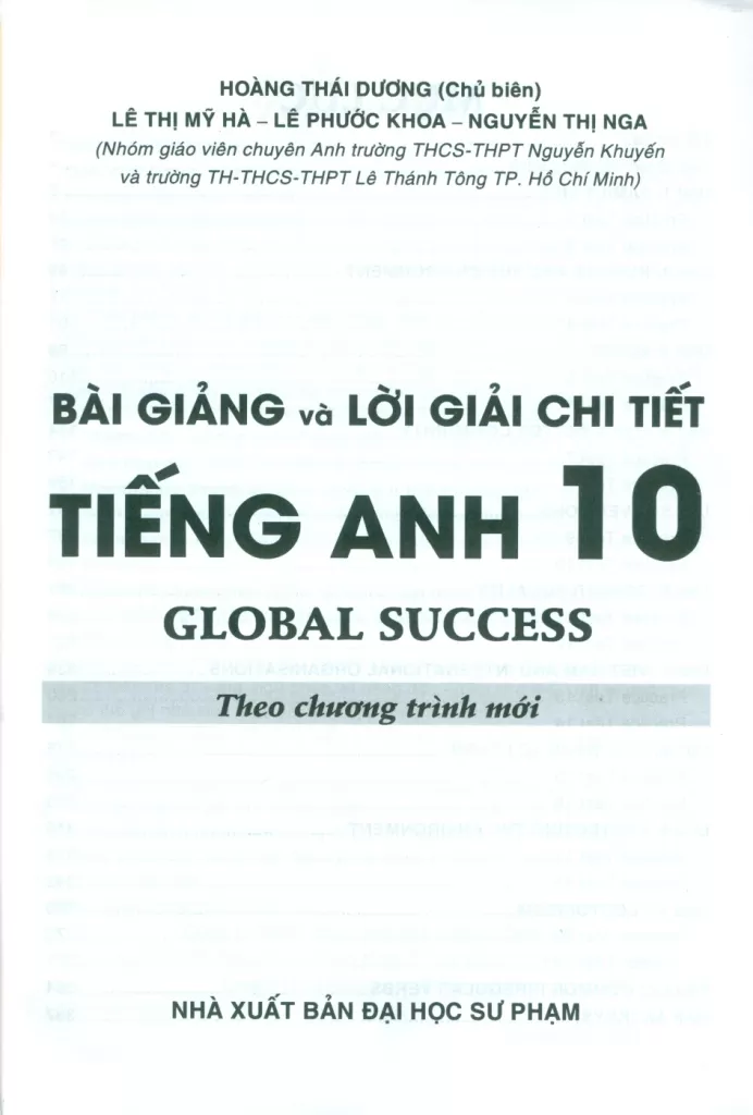 BÀI GIẢNG VÀ LỜI GIẢI CHI TIẾT TIẾNG ANH LỚP 10 - GLOBAL SUCCESS (Theo Chương trình mới)